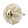 Malovaná porcelánová úchytka na šuplík, bílá, béžový květ