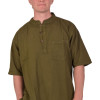 Khaki zelená pánská košile-kurta s krátkým rukávem a kapsičkou, 3 knoflíky