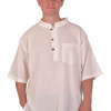 Krémově bílá pánská košile-kurta s krátkým rukávem a kapsičkou, 3 knoflíky