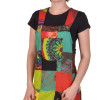 Krátké šaty s laclem a kapsou, multibarevný patchwork, bavlněné plátno