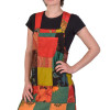 Krátké šaty s laclem a kapsou, multibarevný patchwork, bavlněné plátno