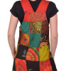 Krátké šaty s laclem a kapsou, multibarevný patchwork, bavlněné plátno