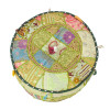 Taburet z Rajasthanu s bohatou Ari výšivkou, průměr 49cm výška 36cm patchwork