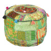 Taburet z Rajasthanu s bohatou Ari výšivkou, průměr 49cm výška 36cm patchwork
