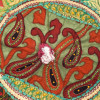 Taburet z Rajasthanu s bohatou Ari výšivkou, průměr 49cm výška 36cm patchwork