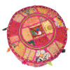 Taburet z Rajasthanu s bohatou Ari výšivkou, průměr 49cm výška 36cm patchwork