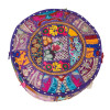 Taburet z Rajasthanu s bohatou Ari výšivkou, průměr 49cm výška 36cm patchwork