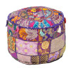 Taburet z Rajasthanu s bohatou Ari výšivkou, průměr 49cm výška 36cm patchwork