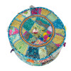 Taburet z Rajasthanu s bohatou Ari výšivkou, průměr 49cm výška 36cm patchwork