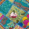 Taburet z Rajasthanu s bohatou Ari výšivkou, průměr 49cm výška 36cm patchwork