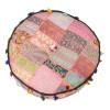 Taburet z Rajasthanu s bohatou Ari výšivkou, průměr 56cm výška 36cm patchwork