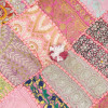 Taburet z Rajasthanu s bohatou Ari výšivkou, průměr 56cm výška 36cm patchwork