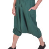 Turecké zelené kalhoty, unisex, kapsy, šňůrka a guma v pase