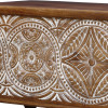 Truhla z mangového dřeva zdobená ručními řezbami, 117x44x45cm