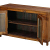 Prosklená skříň z teakového dřeva, 127x46x71cm