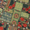 Meditační polštář ručně vyšívaný patchwork, s mušličkami, čtverec, 60x60x10cm