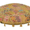 Meditační polštář, ručně vyšívaný patchwork, s mušličkami, průměr 70cm