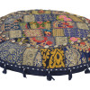 Meditační polštář, ručně vyšívaný patchwork, s mušličkami, průměr 70cm