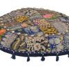 Meditační polštář, ručně vyšívaný patchwork, s mušličkami, průměr 70cm