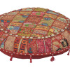Meditační polštář, ručně vyšívaný patchwork, s mušličkami, průměr 70cm