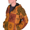 Oranžová bunda s kapucí, flísová podšívka, patchwork, stonewash