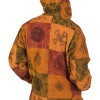 Oranžová bunda s kapucí, flísová podšívka, patchwork, stonewash