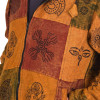 Oranžová bunda s kapucí, flísová podšívka, patchwork, stonewash