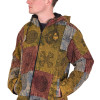 Zelená bunda s kapucí, flísová podšívka, patchwork, stonewash