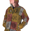 Zelená bunda s kapucí, flísová podšívka, patchwork, stonewash