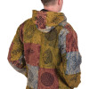 Zelená bunda s kapucí, flísová podšívka, patchwork, stonewash