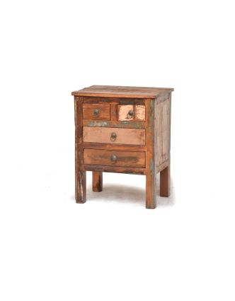 Komodka/noční stolek z antik teakového dřeva, "GOA" styl, 51x39x66cm