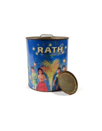 Antik plechová krabička "Rath Fireworks", 18x18x20cm