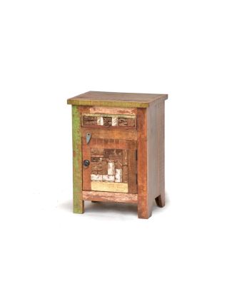 Komodka/noční stolek z antik teakového dřeva, ruční řezby, 43x33x61cm