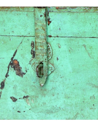 Truhlička z teakového dřeva, zelená patina, 60x33x33cm