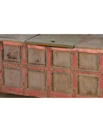 Masivní dřevěné sedátko s úložným prostorem, železné kování, 124x69x78cm