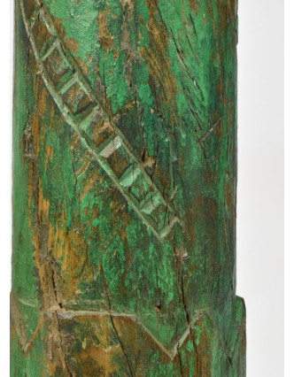 Svícen, antik sloup, teak, zelený, 15x15x55cm
