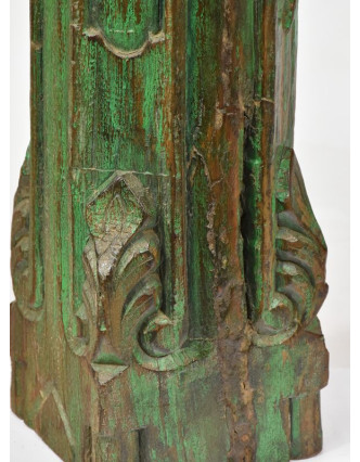 Svícen, antik sloup, teak, zelený, 16x16x55cm