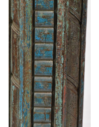 Svícen, antik sloup, teak, modrý, 17x17x54cm