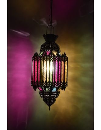 Prosklená lampa v arabském stylu, multibarevná, ruční práce, cca 27x47cm