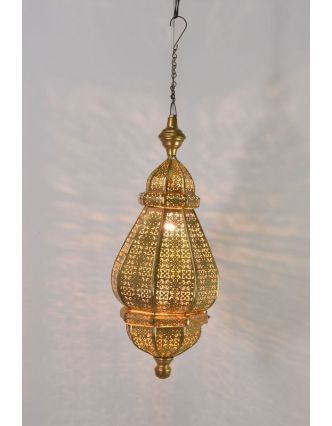 Mosazná orientální lampa, zlatá a žlutý vnitřek, ruční práce, 30x60cm