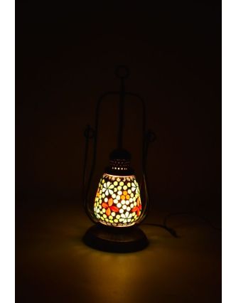 Mozaiková petrolejová lampa, multibarevná, sklo, ruční práce, 12x32cm