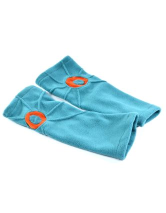 Tyrkysové fleecové rukavice - návleky s prošíváním
