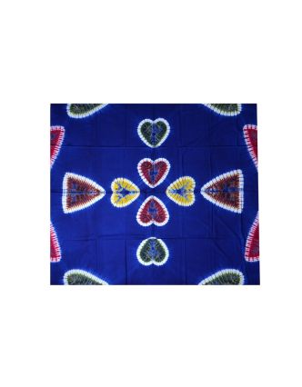 Modrý přehoz s multibarevnou batikou, 240x220cm