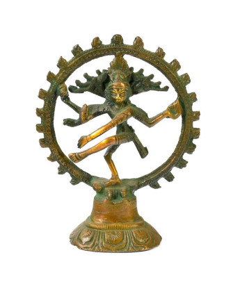 Kovová soška, tančící Šiva, antik patina, 10x13cm