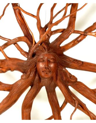 Dřevěná hlava Déví z kořene kávovníku, 125x125cm