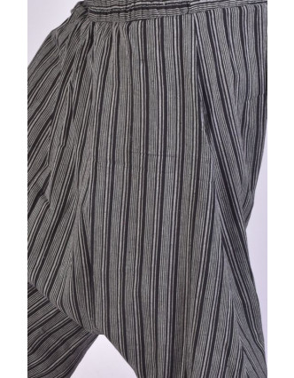 Pruhované turecké kalhoty, černo-šedé, žabičkování