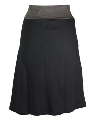 Černá sukně ke kolenům  "Noely" s barevnými mandalami