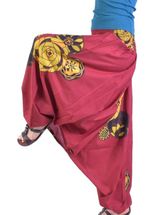 Turecké kalhoty-overal-halena, červené, 3 v 1, tisk