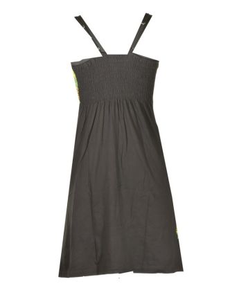 Černo-zelené krátké šaty na ramínka, barevný mandala potisk