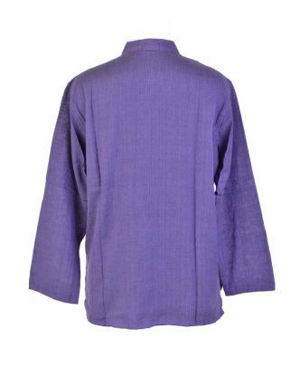 Fialová pánská košile-kurta s dlouhým rukávem a kapsičkou